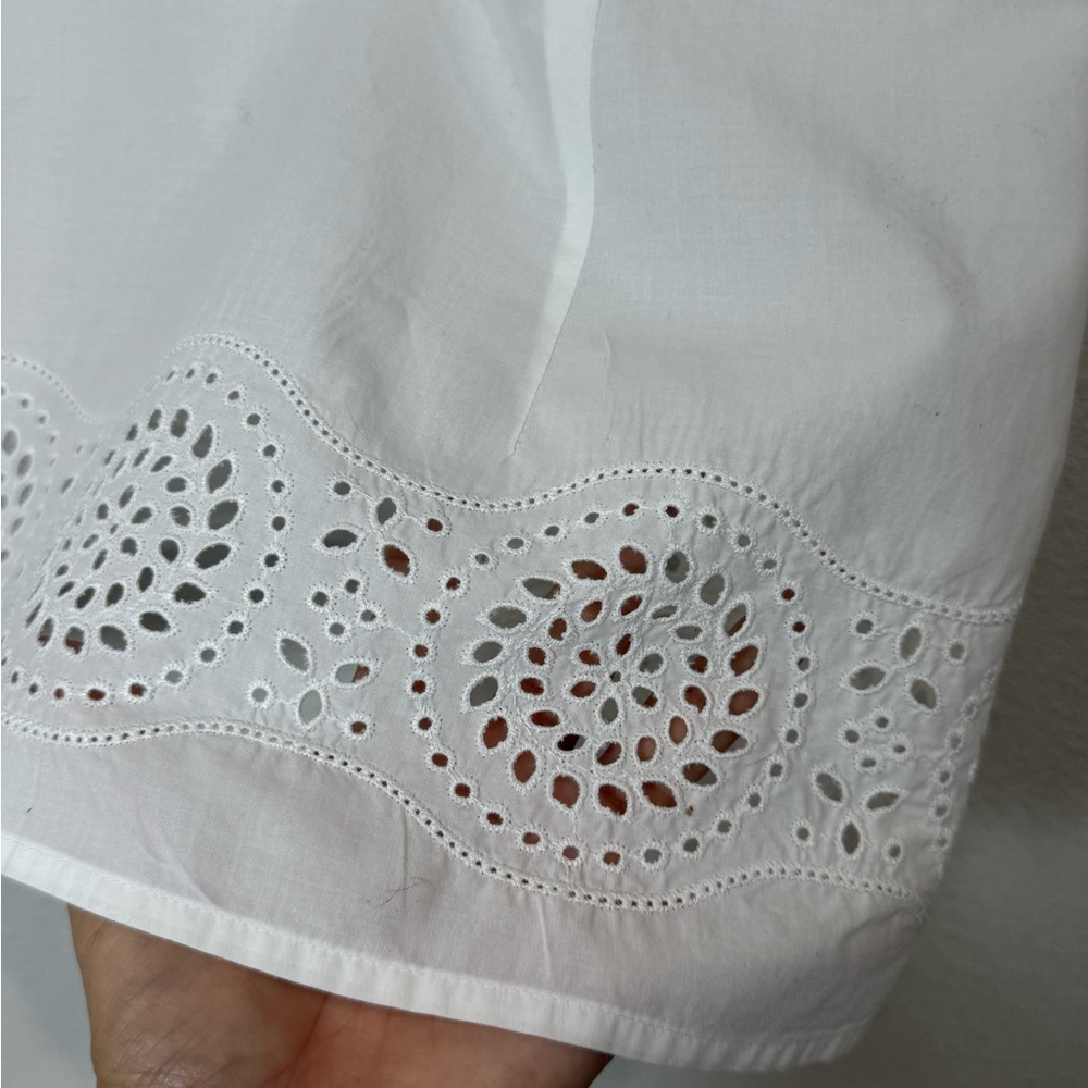 LOFT Petite White Eyelet Tank Top 100% Cotton Cottagecore Summer Size 6P - Picture 5 of 9
